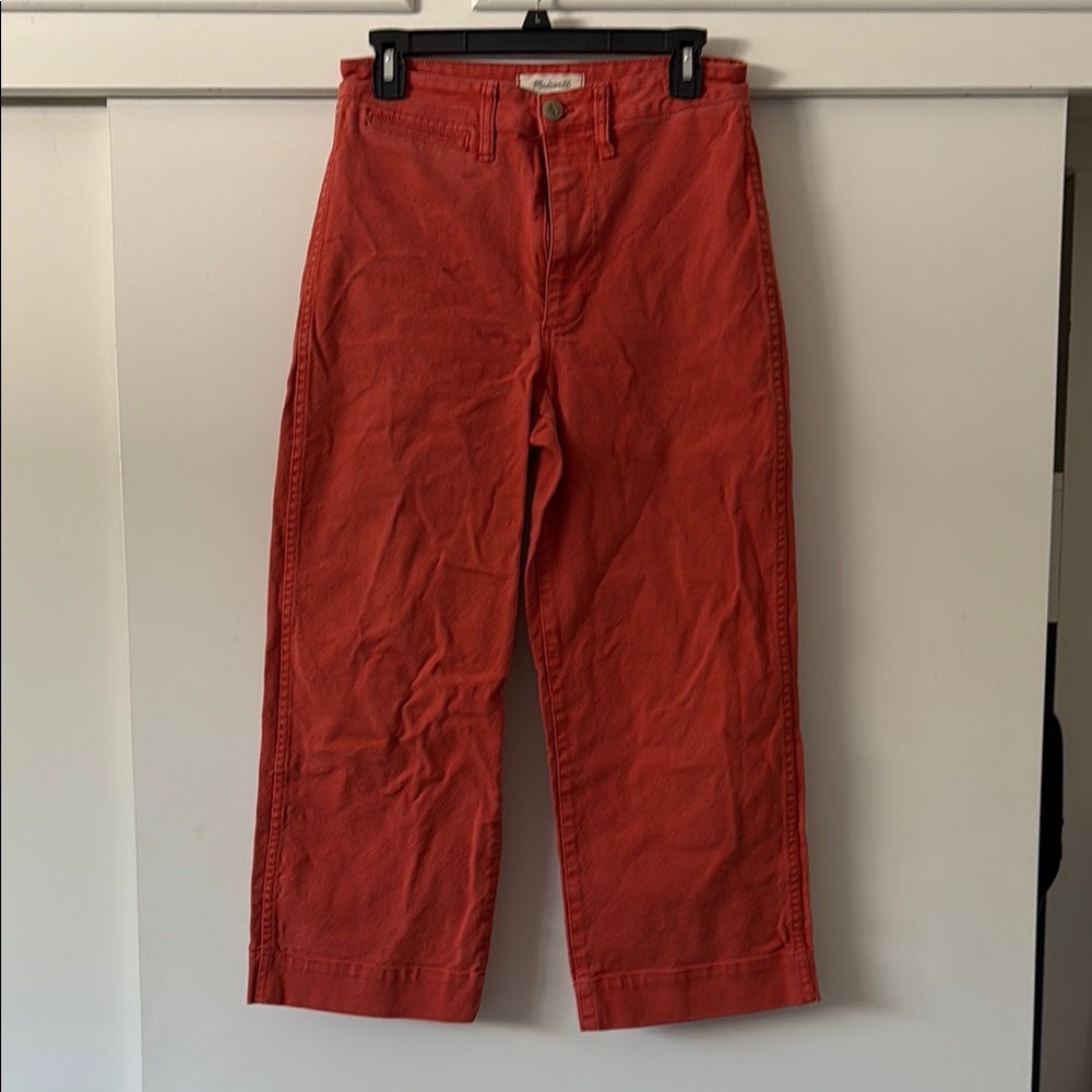 Madewell Wide-Leg Canvas Pants in Red-Orange